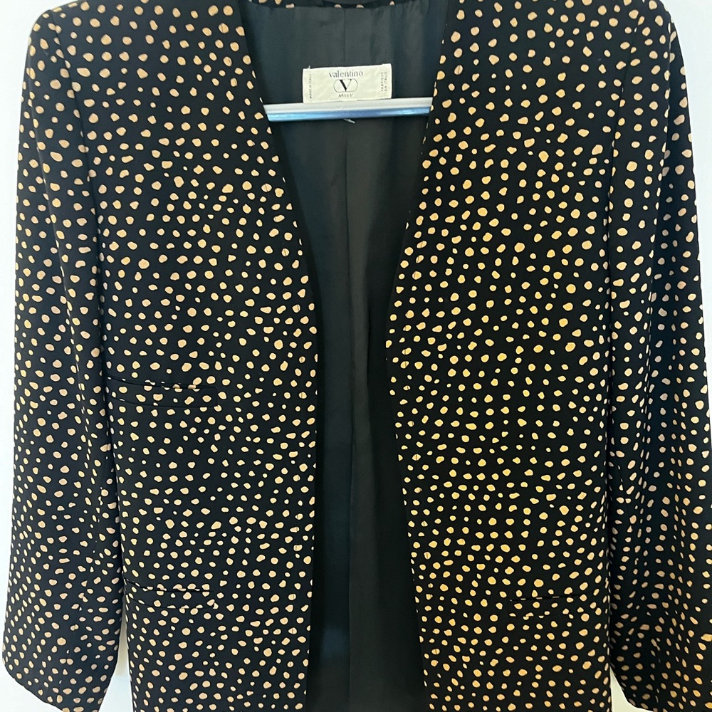 Vintage Valentino Miss V Wool Jacket/ Blazer  Black And Gold Classic